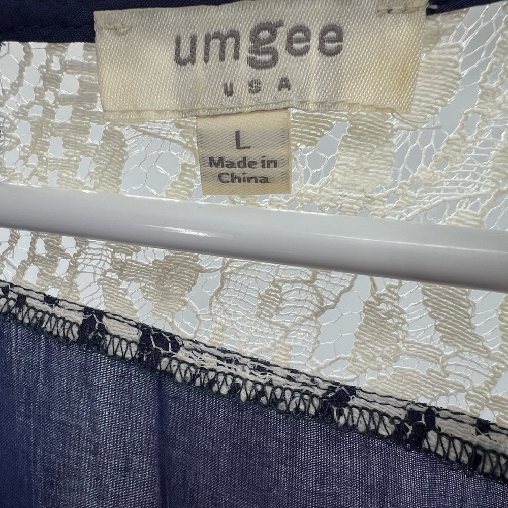 Umgee Lace Patchwork Navy Lightweight Knee Length… - image 5